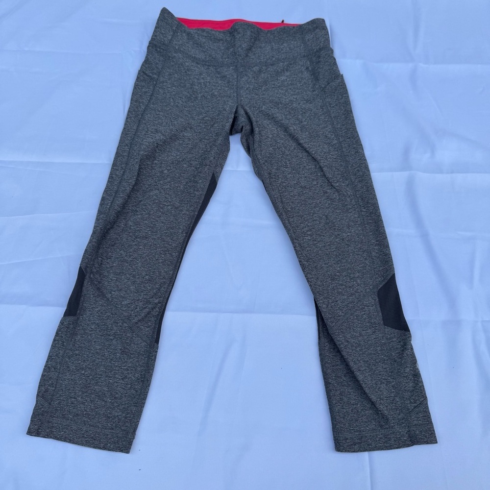Lululemon Pace Rival crop leggings size 6 heathered black luxtreme mesh